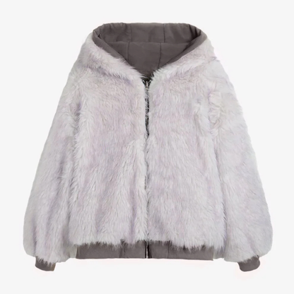 Oversized Reversible Fur Hooded Jacket