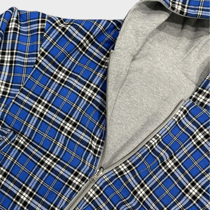 Checkered Inside Out Zipper - Gray