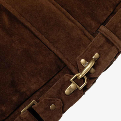 Streetwear Metal Clip Faux Fur Hooded Suede Bomber Jacket