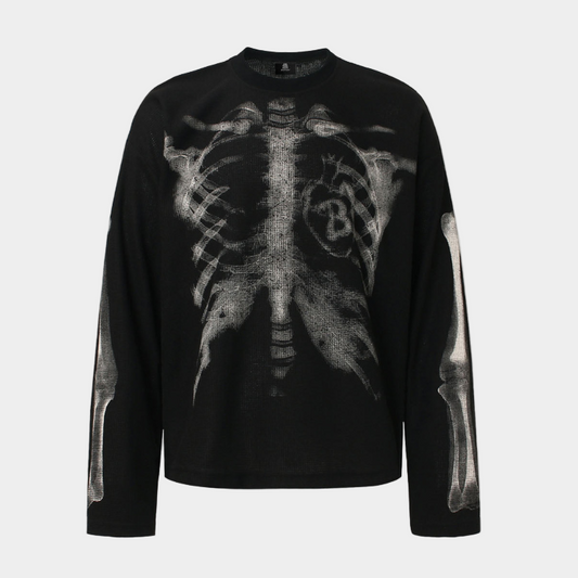 Skeleton Waffle Sweatshirt - Black