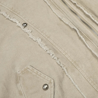 Retro Washed Fleece-lined Hooded Work Jacket