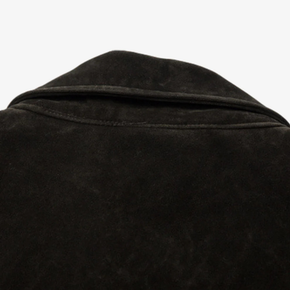 Retro Unique Metal Button Suede Lapel Bomber Jacket