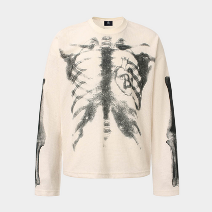 Skeleton Waffle Sweatshirt - Black