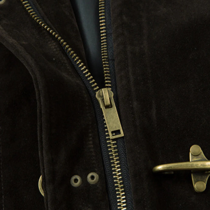 Retro Unique Metal Button Suede Lapel Bomber Jacket