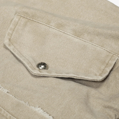 Retro Washed Fleece-lined Hooded Work Jacket