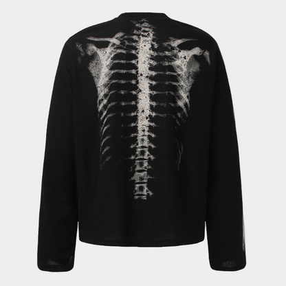 Skeleton Waffle Sweatshirt - Black