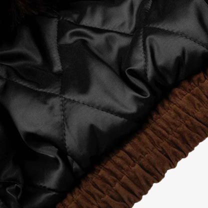 Streetwear Metal Clip Faux Fur Hooded Suede Bomber Jacket