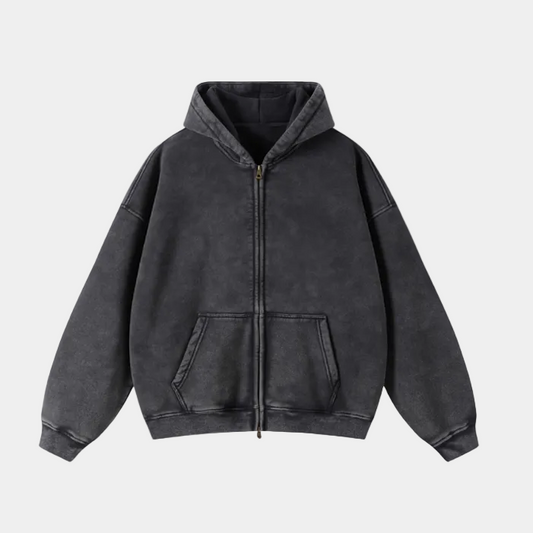 Heavyweight Zipped Hoodie - Black