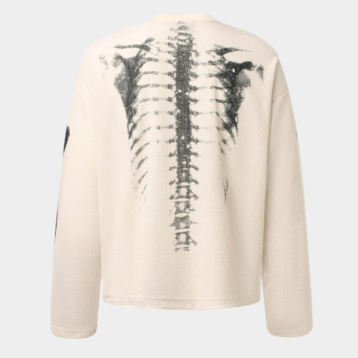 Skeleton Waffle Sweatshirt - Black