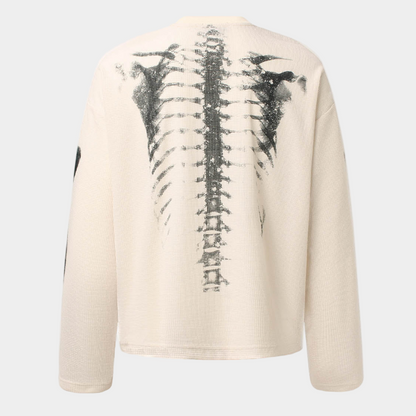 Skeleton Waffle Sweatshirt - Black