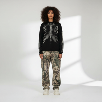 Skeleton Waffle Sweatshirt - Apricot
