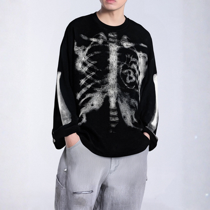 Skeleton Waffle Sweatshirt - Apricot