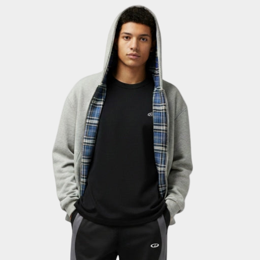 Checkered Inside Out Zipper - Gray