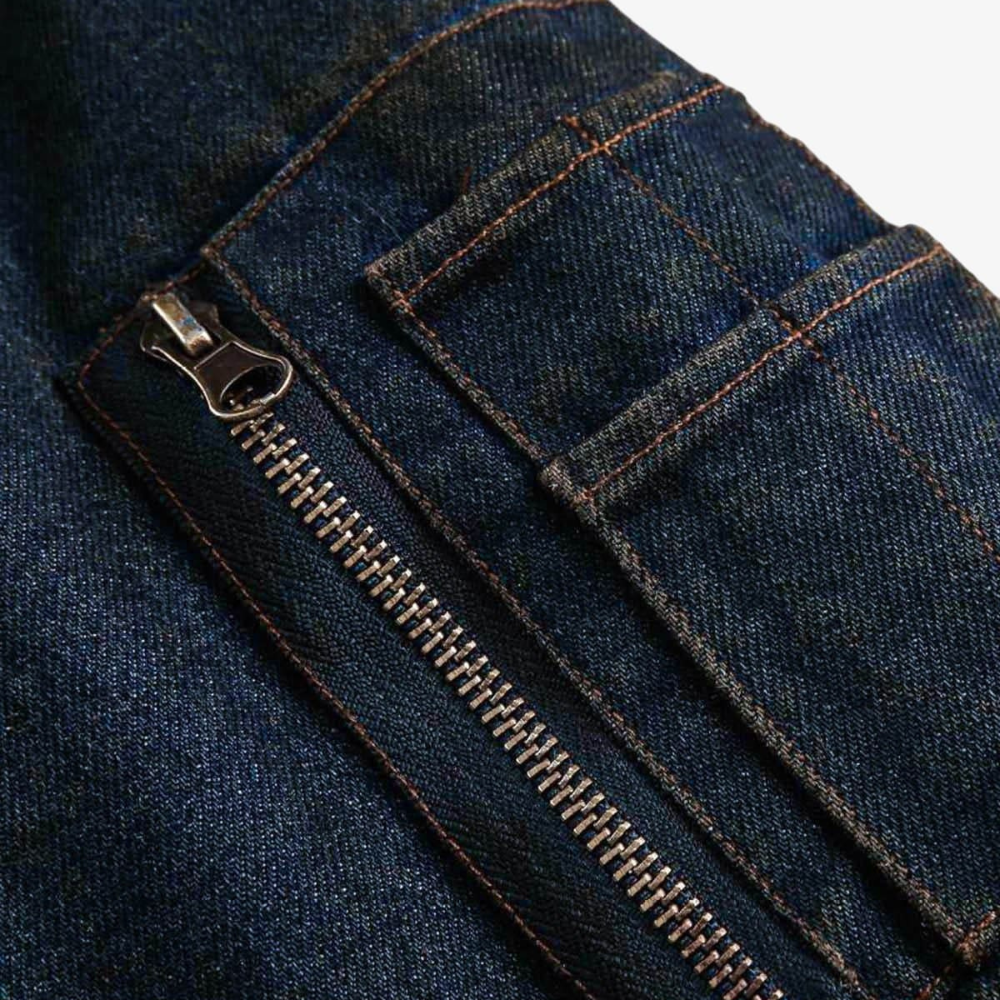 Denim Fur Hooded Jacket - Deep Blue