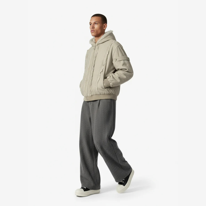 Retro Washed Fleece-lined Hooded Work Jacket