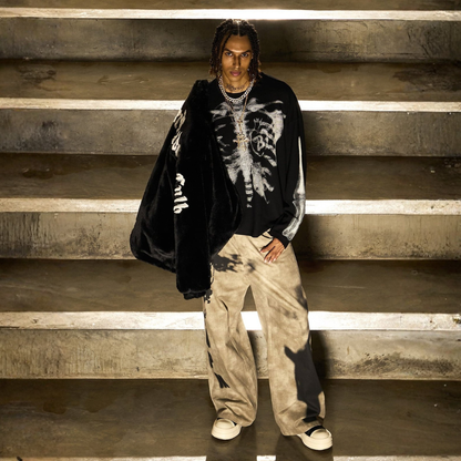 Skeleton Waffle Sweatshirt - Apricot