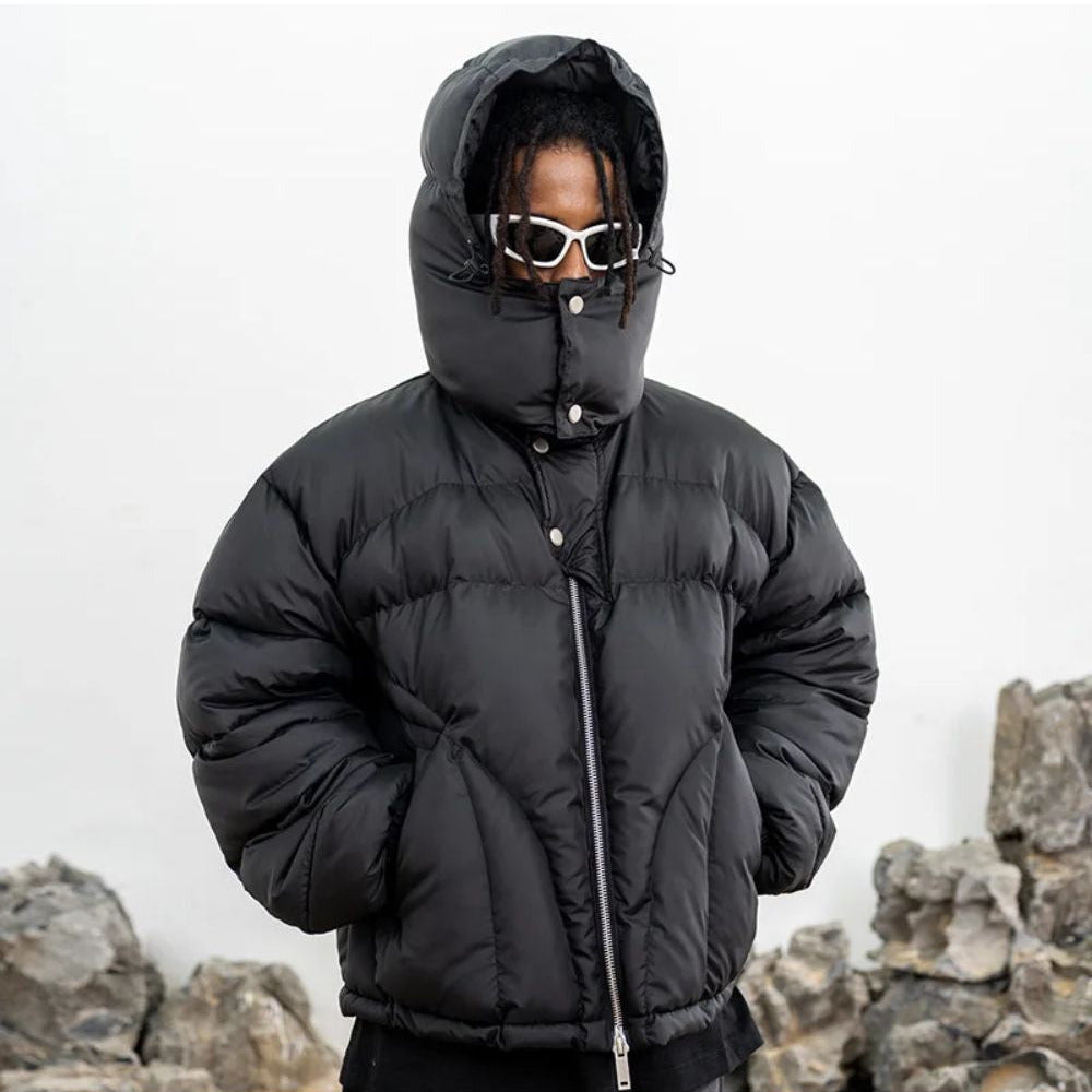 'Y2K' Puffer Jacket Button-Up - Black