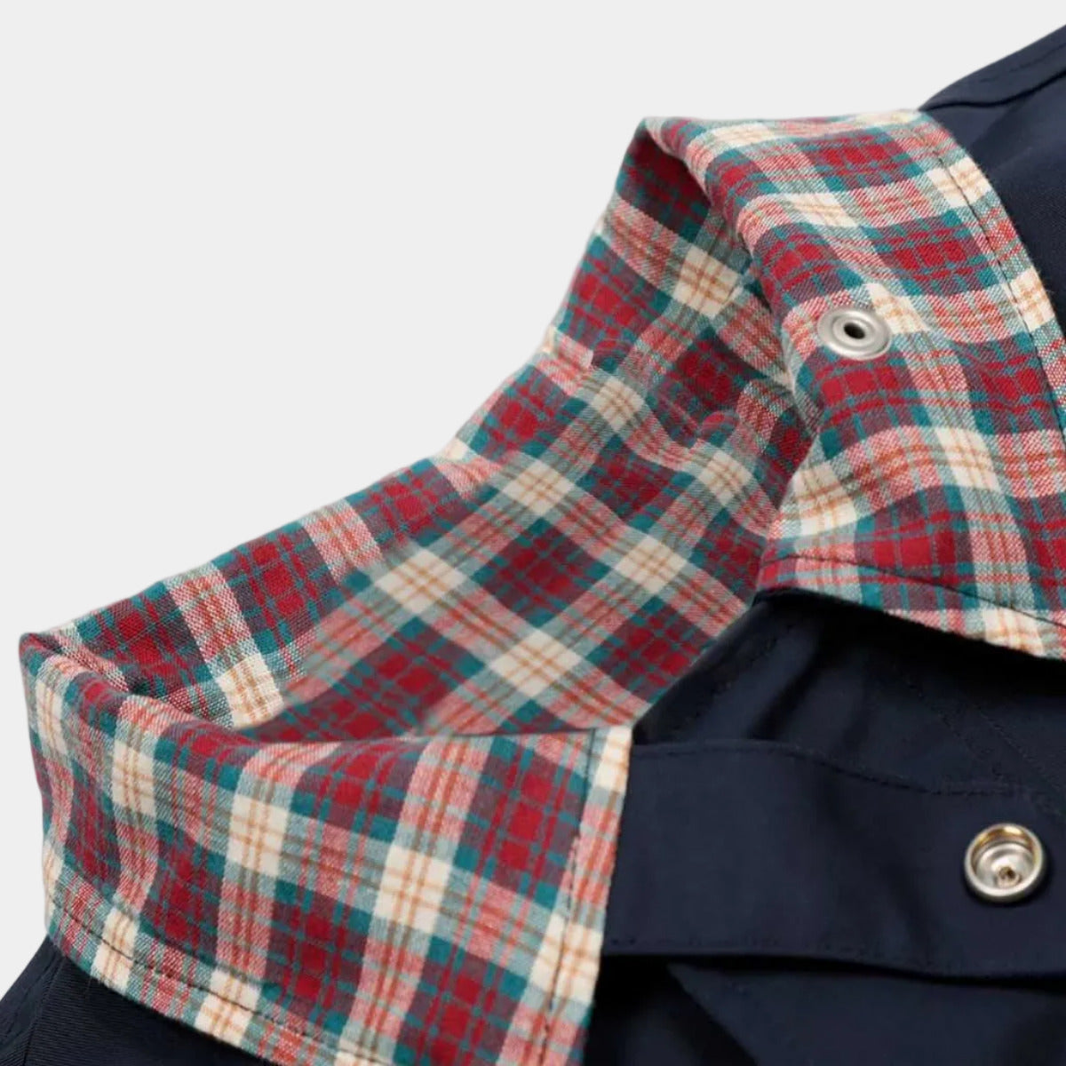 Faux Two-Piece Plaid Layered Workwear Jacket